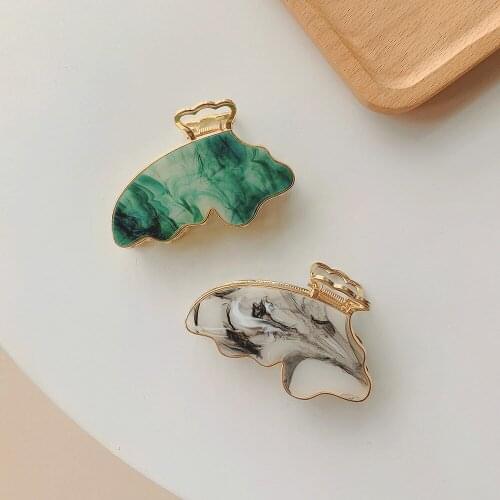 Women Korea Metal Butterfly Hair Claw Female Acetate Marble Back Head Shark Clip