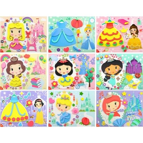 Disney Princess 3D EVA Foam Sticker Puzzles DIY Educational Learning Toy for Kid OriginalSofia Mickey Snow White Toy Story Anime