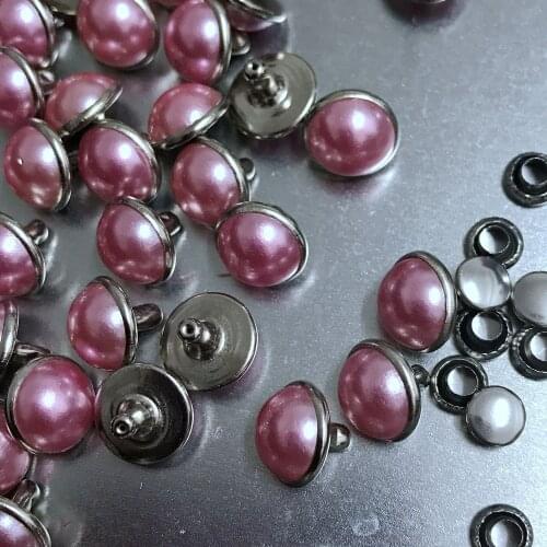 100PCS 10MM Silver Round Acrylic Pink Pearl Rivets Leather Craft Punk Studs Fit DIY Making Belt Shoes Bag Bracelet Shipping Free