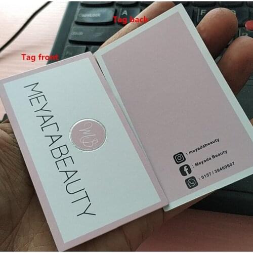 1000pcs , 5 * 9 cm Custom 400GSM Matte coated paper tag Name card silver foil print business tags
