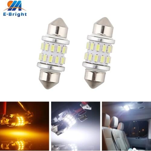 12V DC 2pcs 31mm 36mm 39mm 41mm C5W Festoon Bulbs 3014 24 SMD Dome Reading Reading Ceiling Lights White Warm white Amber