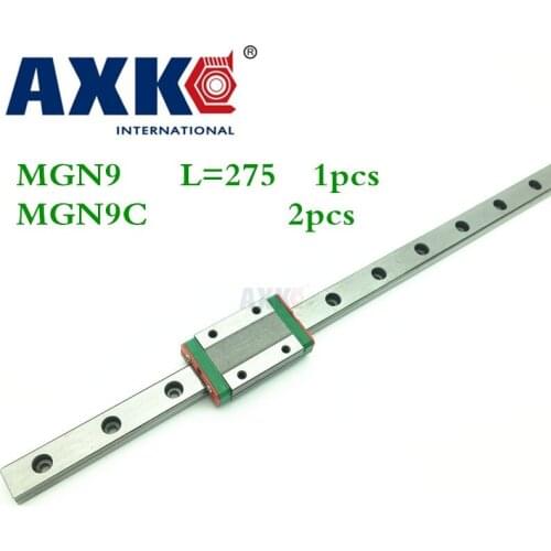 2021 Real Linear Rail Cnc Router Parts Axk 1pc 9mm Width Linear Guide Rail 275mm Mgn9 + 2pc Mgn Mgn9c Blocks Carriage For Cnc