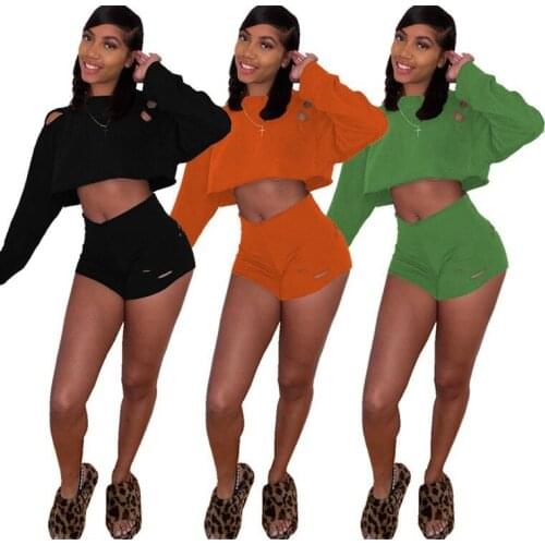 41L21703 Wholesale Items New Design Lady Warm Clothing Solid Long Sleeve Women Fleece Sweater Casual Loose Two Piece Set