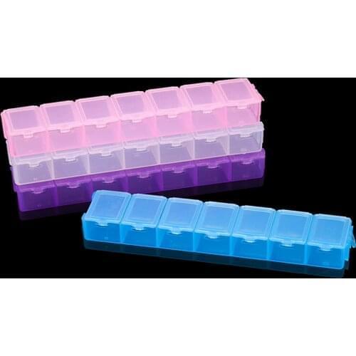 7 Slots Plastic Rectangle Transparent Storage Box Case Holder Craft Organizer Handcraft for DIY Jewelry Box Case Container