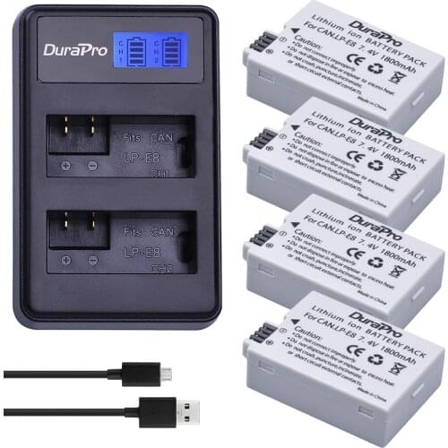 1800mAh 7.4V LP-E8 LP E8 Li-ion Battery Charger Set For Canon EOS 550D 600D 650D 700D kiss X4 X5 X6i X7i Rebel T2i T3i Camera