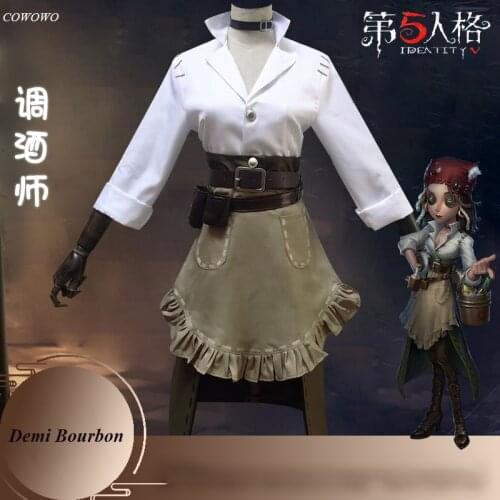 Anime! Identity V Demi Bourbon Bartender New Survival Lovely Uniform Cosplay Costume Halloween Carnival Party Outfit For Women