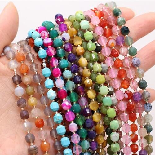 Natural Faceted Gem Canadian Jades Beads Round Agates Loose Spacer Beads for Women Jewelry Making DIY Bracelet Necklace Gift 6mm