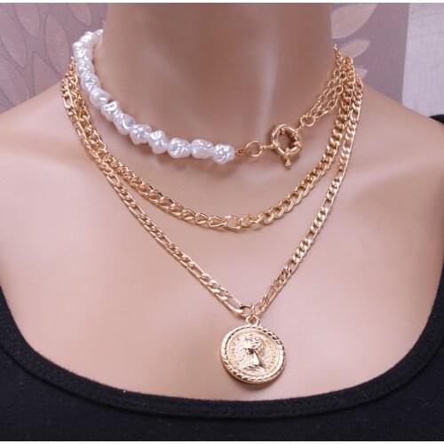 Free Shipping Handmade Unique Creativity Alloy Tag Cross Sweater Chain Fashion Simple Religion Madonna Multilayer Pearl Necklace
