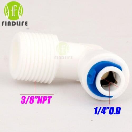Water Filter Parts 5pcs 1/4" OD Tube *3/8" NPT BSP Elbow Male Quick Connector for ro water purifier system 4046
