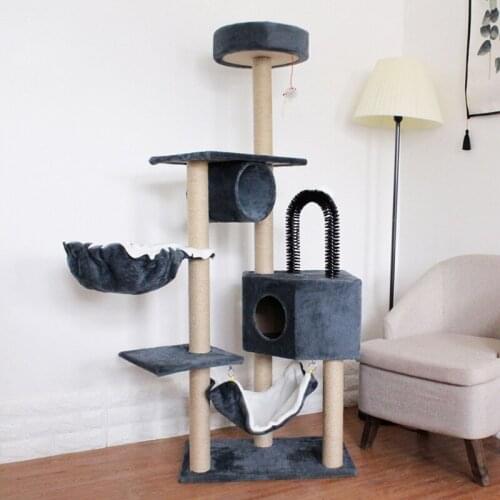 Cat tree tower condo scratch board playground pet furniture cat house climbing ladder shelves scratch board bed frame bed