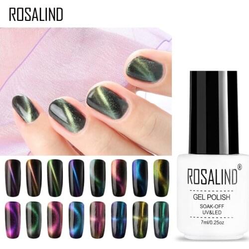 ROSALIND Cat Eyes Nail Gel Polish 9D Shiny Magnetism Gel Varnishes With Magnet UV Soak Off Hybrid Lacquer Nail Art Design