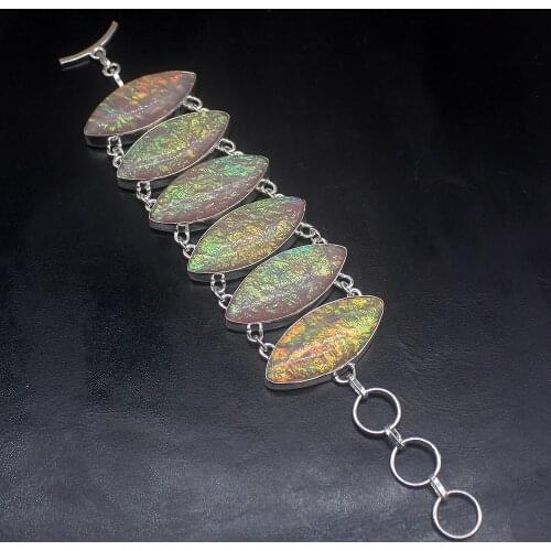 Gemstonefactory Jewelry Big Promotion Single Unique 925 Silver Rare Dichroic Glass Shiny Lady Women Charm Bracelet 18cm 20213203