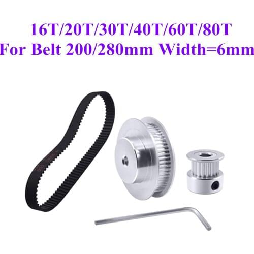 GT2/2GT Timing Belt Pulley Set 200/280mm 16T:80T 20T:60T 30T:60T 40T:85T GT2 Reduction Speed Ratio Timing Belt Pulley Kit CNC