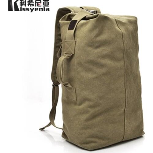 Kissyenia Canvas Travel Duffle Bag Men Military 55cm High Capacity Travel Backpack Handle Luggage Backpack Overnight Bags KS1020