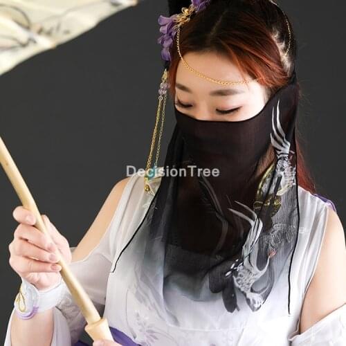 2021 chinese hanfu antiquity veil covering face translucent tang dynasty decoration dance performance antique accessories