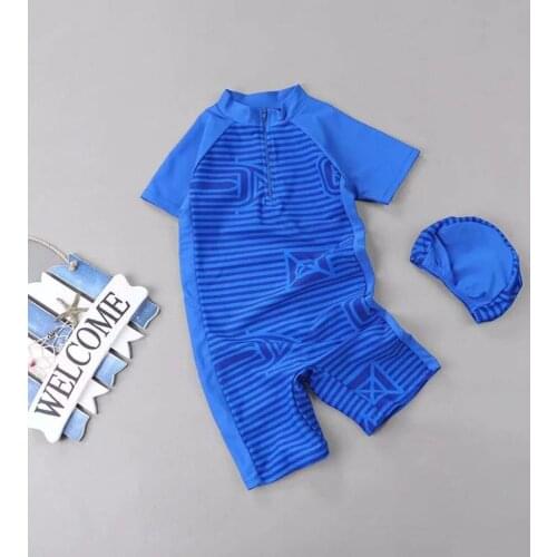 Blue One Piece Swimsuit Boys Swimwear Full Sleeve Printed Children Bathing Suit for Baby Boy Child Summer Surfing Suit Swim wear