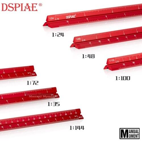 DSPIAE AT-AS Aluminum Alloy Scale Ruler Include 1/24 1/35 1/48 1/72 1/100 1/144 Model Specific Tool fine Accessory