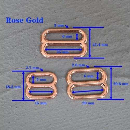 1 Pcs 15/20/25mm Rose Gold Metal Adjust Buckle Tri Glide Slide Buckle Middle Center Bar Adjuster for Leather Craft Strap