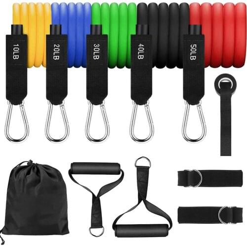 Resistance Bands Set Exercise Bands with Door Anchor Handles Legs Ankle Straps for Yoga Resistance Training Physical Therapy