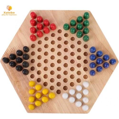 Chinese Checkers Set Wooden Educational Board Kids Classic Checkers Set Strategy Board Set Kid Family Toy Chess board game Gift