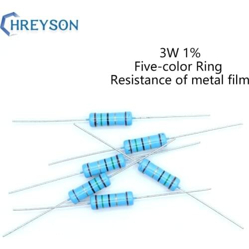 20Pcs 3W Metal Film Set Of Resistor 0R-22M 1% Tolerance 56K 100K 180K 430K 910K 1M 1.5M 2M 2.4M 3M 10 Ohm Electronics Resistance