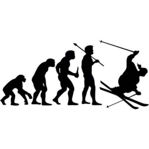 18.3*8.3CM The Evolution Of The Human Personality Skiing Car Stickers Fashion Styling Vinyl Car Decals Black/Silver C7-0600
