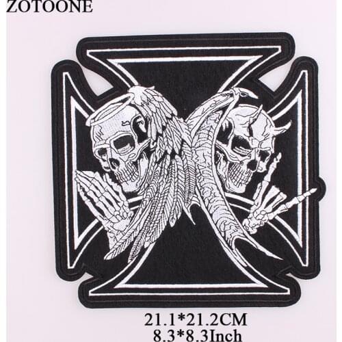 ZOTOONE Iron On Cross Skull Patch Embroidery Punk Biker Patches For Clothes Stickers Grim Reaper Rock Applique Sew on Acessorios