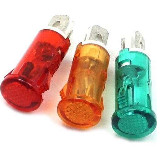 10pcs 220V 110V 12V/24VDC Panel Mounting Neon Indicator Red Green Yellow Lights 10mm MDX-11A Pilot Guiding Signal Lamp