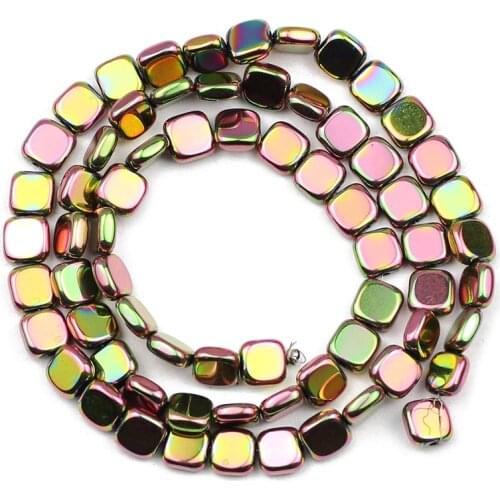 Wholesale Hematite Natural Stone New Green Flat Square Shape 4/6/8MM Spacers Loose Beads For Charm Bracelet Making DIY Jewelry