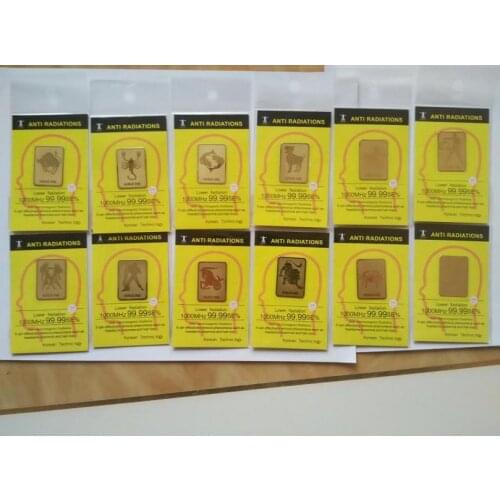 Wholesale -zodiac 24K gold mobile phone anti radiation sticker (12 constellation) 3G | 4G | 5G EMR-F-P Protection 200pcs/bag