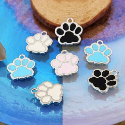 10pcs 16*18mm Dog Paw Print Charms DIY Earrings Pendants Necklaces Key Chain Pendant for Jewelry Making