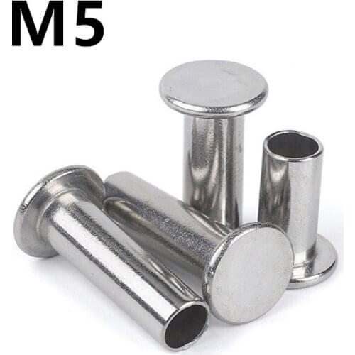 60PCS M5x6/8/10/12/14/16/20mm GB875 304 Stainless Steel Thin Head Semi-Tubular Rivets