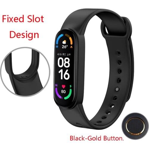 Strap For Xiaomi Mi Band 6 Silicone Wristband belt Bracelet Replacement Wrist Strap For Xiaomi Band 6 Strap Gold Button
