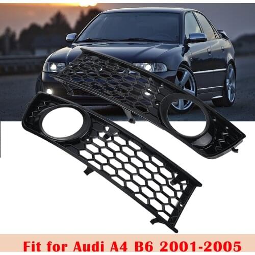 Pair Front Lower Bumper Fog Light Grilles Fog Lamp Covers for Audi A4 B6 Sedan 2001-2005