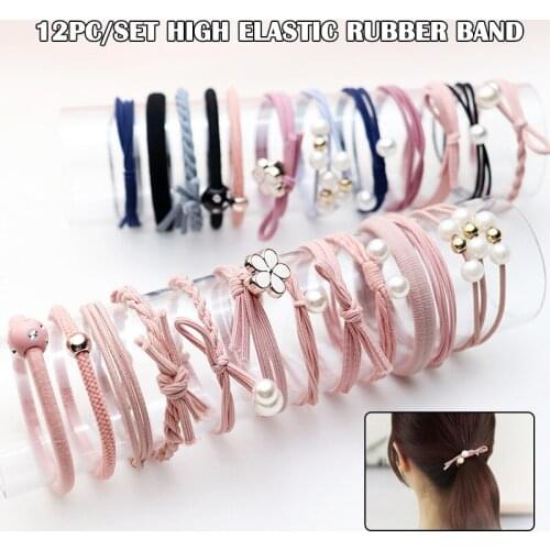 12 PC / Set High Elastic Rubber Band Small Fresh Ponytail Hair Rope Suitable for Girls @ME88