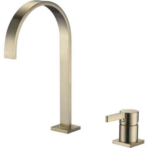 Luxury simplicity brass Bathroom sink faucet one hanle two hole cold hot water basin mixer faucet,Brushed gold/Rose gold