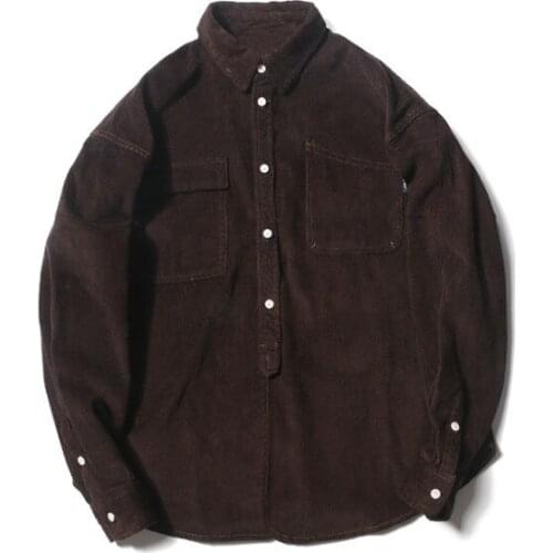 New fashion Retro simple corduroy mens shirt mens casual loose wild shirt spring autumn Thick Casual Long Sleeve Shirt men