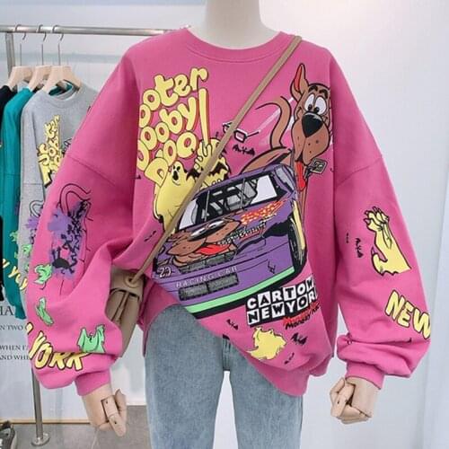 Funny Cute Sweatshirt Women Spring Autumn Lazy Boyfrined Plus Size Harajuku Oversized Hoodies Ladies Aesthetic Graphic Kpop 2021