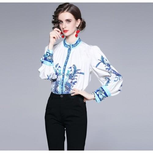 Temperament Shirt Female Port Western Style Women Design Sense Puff SleeveLady European Goods Shirt High Quality Lightweigh Y-36