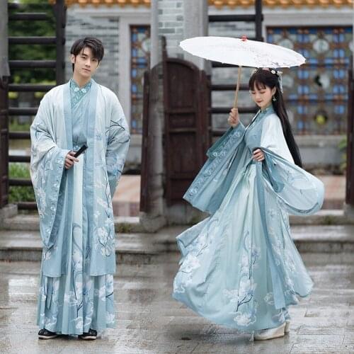 Chinese Traditional Tang Suit Hanfu Robe Men Han Dynasty Ancient Costume Folk Dress Couple Clothes Kimono Dress Yukata Robe Gown