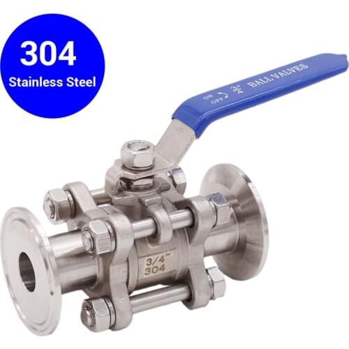 1" Tri-Clamp 1/2"ID Full Bore 3-Piece Ball Valve 50.5mm OD Sanitary 304 Stainless Steel Homebrew Hardware