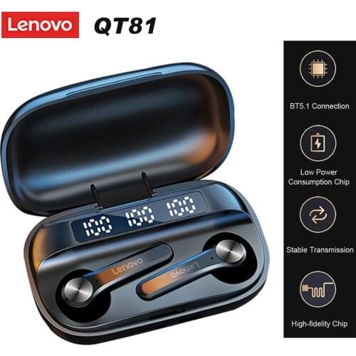 Lenovo QT81 TWS Earbuds True Wireless Headphones Bluetooth 5.1 Earphones Touch Control Sweatproof Sports Music Headset with Mic