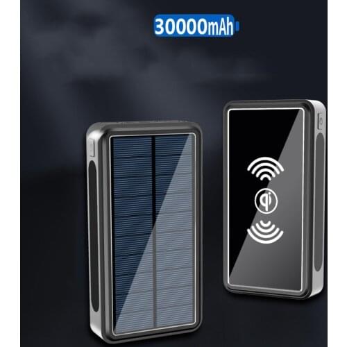 Solar Power Bank 30000mAh Qi Wireless Charger For Samsung iPhone External Battery Pack Wireless Powerbank 30000 mAh Poverbank