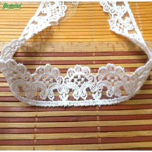 YACKALASI 14 Yds Soft Tulle Lace Cotton Embroidery Lace Trim White DIY Garment Accessories 2.5cm
