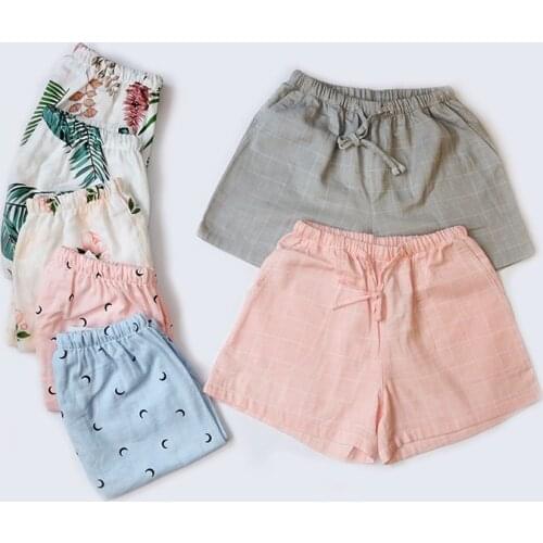 Japanese pajamas women spring and summer shorts cotton gauze cotton thin section loose large size home pants can be worn outside