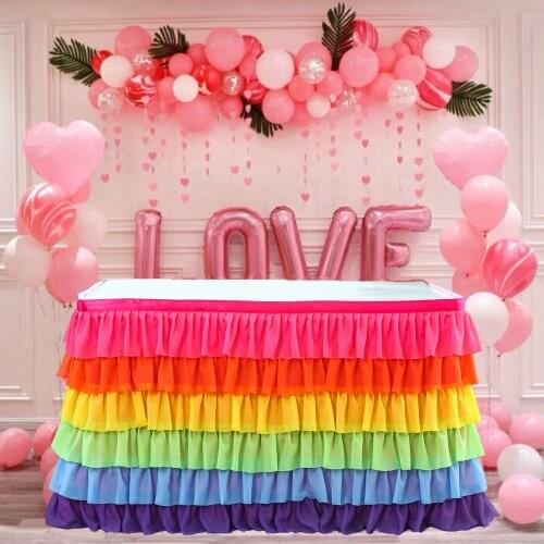 6 Layer Tulle Table Skirt Tutu Table Skirts Tableware Baby Shower Birthday Party Decorations Banquet Wedding Home Party Supplies