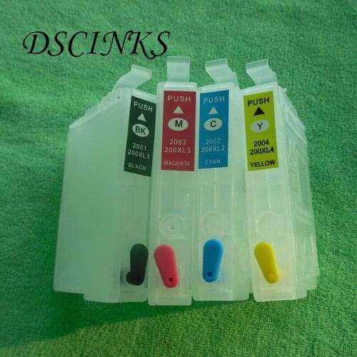 T2001-T2004 Refillable cartridge with permanent chip For Epson Expression Home XP-200 XP-300 XP-400 WF-2520 WF-2530 WF-2540