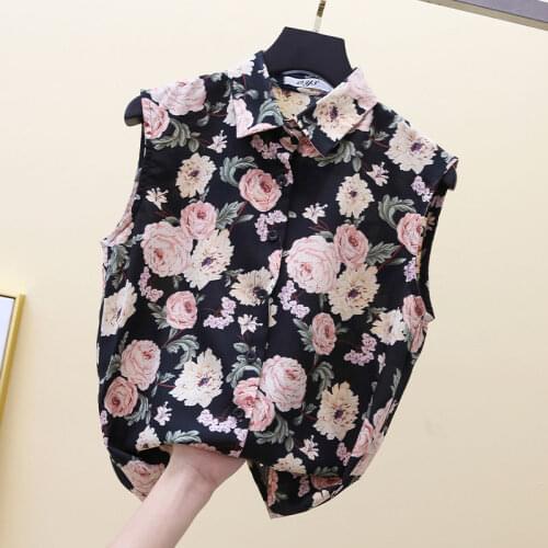 Loose Floral Sleeveless Women Shirts Summer New Design 2021 Slim Elegant Office Lady Outwear Tops