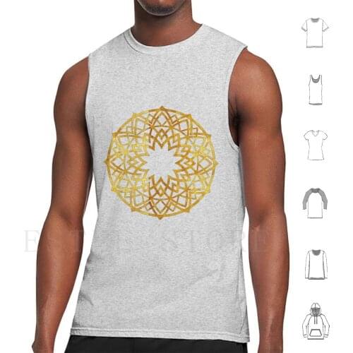 Gold Mandala Tank Tops Vest Sleeveless Gold Mandala