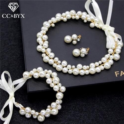 CC Hairband Women Headband 3pcs sets Luxury Wedding Hair Accessories For Bridal Girls 100% Handmade Party Pearl Headwear M132
